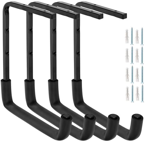 4pcs Ceiling Mounted Garage Hooks, Overhead Garage Storage Rack, Utility Ladder Hangers for Lumber Bike Tools (9.45 x 12.6 Inch) - size: 9inch