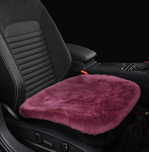 Sheepskin Seat Cushion Cover Wholehide Short Wool Seat Pad Natural Fur Car Seat Covers Universal Fit for Most Car, Truck, SUV, or Van Front Amaranth - color: Amaranth, size: Front Seat (19.6inch*19.6inch)