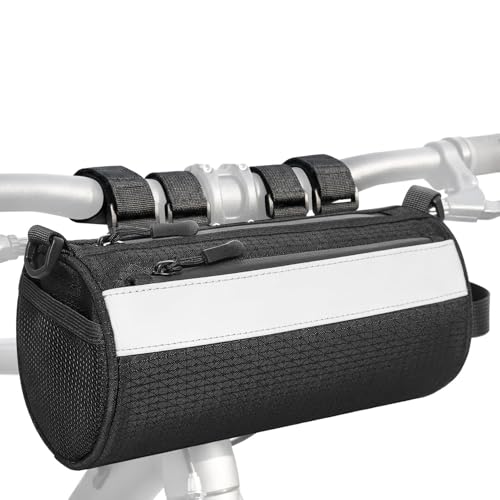 Urban Roll E-bike Handlebar Bag Waterproof Bicycle Front Bag for Mountain Multiuse Crossbody Hand Bag (Black, Medium) - color: Black, size: Medium