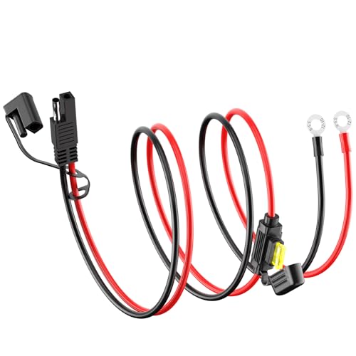 LEICESTERCN 10AWG SAE to O Ring Terminal Harness 2FT Quick Disconnect Battery Connector Cable 2 Pin SAE Extension Cord with 20A Fuse for Motorcycle Car RV Solar Panel - color: 10AWG-2FT