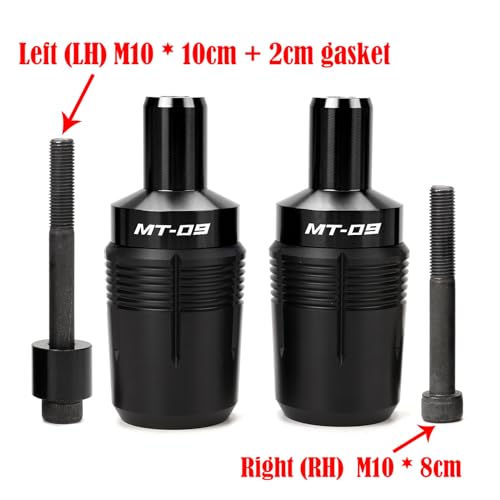 CNC Motorcycle Frame Sliders Crash Protector Pad Falling Protection Compatible With MT09 2025 2024 MT-09 2023 MT09 SP 2021 TRACER 9 GT FZ09 (Black) - color: Black