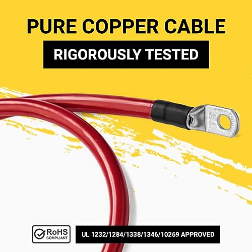Spartan Power Red 9 inch 2/0 AWG Battery Cable 3/8" M10 Made in USA - color: 2/0 AWG-RED-3/8", size: 0.75-FT
