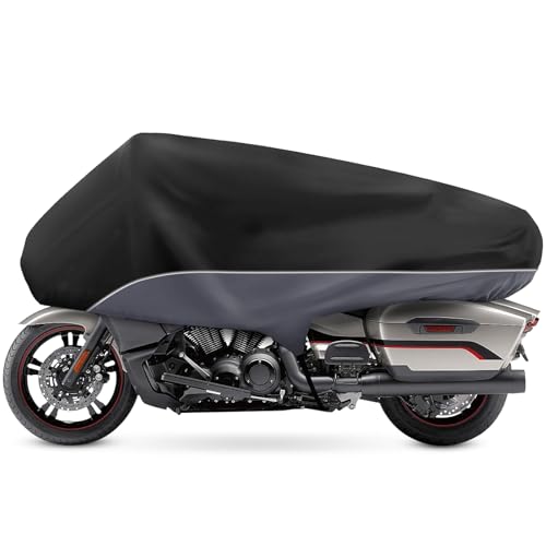 XYZCTEM Touring Motorcycle Half Cover, Outdoor Waterproof Protection from Dust Dirt Rain Sun Rays,for Touring Models Road King Street Glide Road Glide and More.Black&Grey - color: Black&Grey
