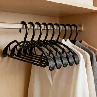 10Pack Coat Hanger Wide Shoulder Hangers Black