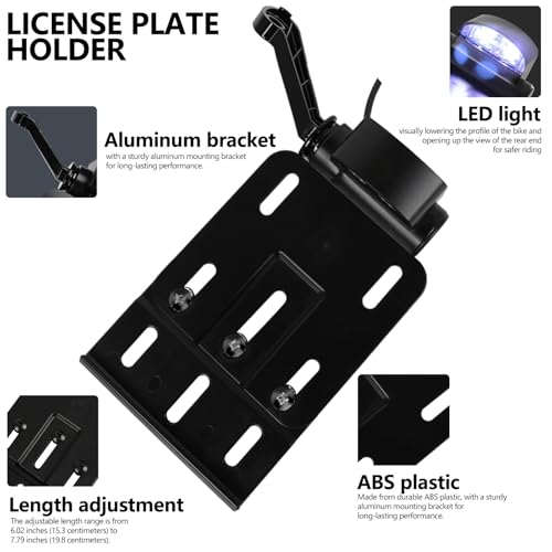 Rear Side License Plate Bracket Holder w/LED Light for Harley Sportster XL883, XL1200, Dyna Low Rider FXDLS, Street Bob FXDB 2004-2020 Black - color: Style A-Black