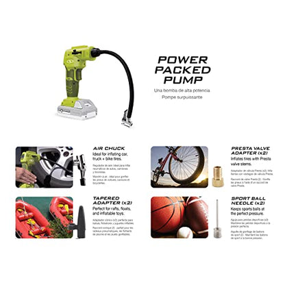 Sun Joe 24V-AJC-AJV-LTE 24V IONMAX High Volume Inflator & Portable Air Compressor Kit, w/ 2.0-Ah Battery + Charger, Storage Bag, 3 Inflation Adapters, and Nozzle Pin Attachments - style: Inflator + Compressor Kit (w/ 2.0-Ah Battery + Charger)