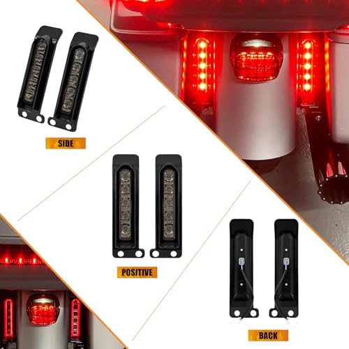 LED Filler Panel Lights Rear Fender Light Turn Signals Fit for Harley Touring Road Glide FLTR Electra Glide FLHT Road King FLHR Ultra Limited FLHTK 2014-2024 (Black Housing Smoke Len) - color: Black Housing Smoke Len