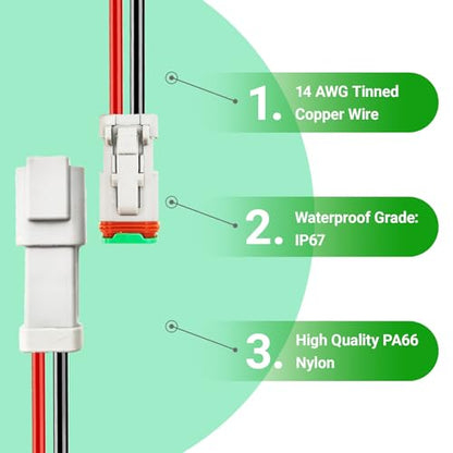 14 AWG 2 Pin DT Connector, 2 Wire Automotive Waterproof Electrical Connectors, 14 Gauge Male and Female Quick Connect Harness for Car Truck Boat -4 Pack - style: 2 Pin
