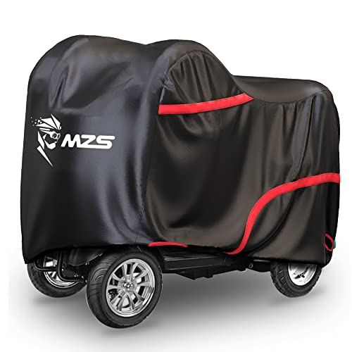 MZS Mobility Scooter Storage Cover, 420D Outdoor Waterproof Protection Electric Scooter Cover Accessories fit up to 56 inch 3 or 4 Wheel Scooters - Vents Night Reflective Buckle Lock-Holes Bag - size: 56 inch Mobility Scooter Size