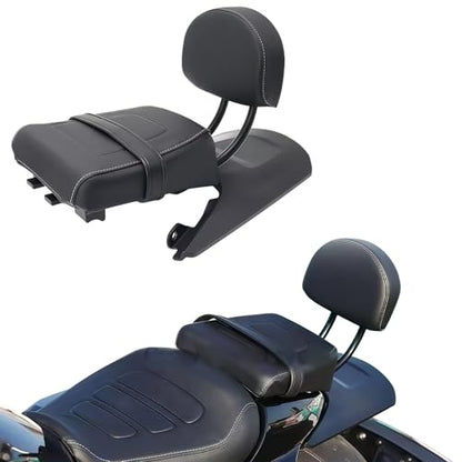 Passenger Backrest Sissy Bar for Harley Sportster S 1250 RH1250 (2021-2026) - Premium Leather Rear Seat Pad Kit with Fender Extension Bolt-On Installation Black