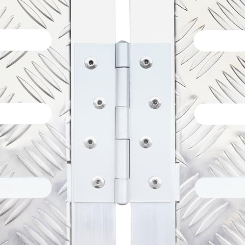 Aluminum Trailer Ramps, 1500lbs 77" x 54" Foldable Tri-Fold Ramp Heavy-Duty Anti-Slip Universal Loading Ramp w/Top Hook & 4 Safety Straps for Snowmobile Trucks Tractors UTVs ATVs, Lawnmowers - size: 77 x 54 Inch 1500LBS