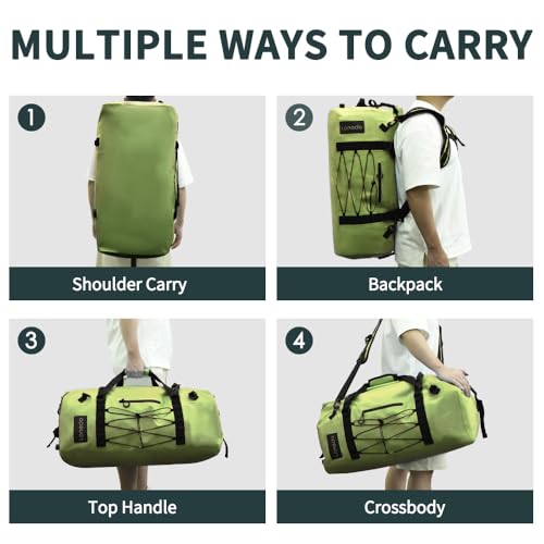 80L Dry Bag Large Waterproof Bag Roll-Top Heavy Duty Fishing Duffel Bag with Durable Straps & Handles for Kayaking Paddle boarding Boating Rafting Fishing - color: Green