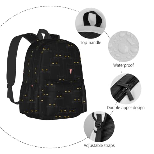 Black Cat Backpack Bookbag Laptop Backpacks Multipurpose Daypack for Boys Girls School Men Women Travel Hiking - color: Black Cat