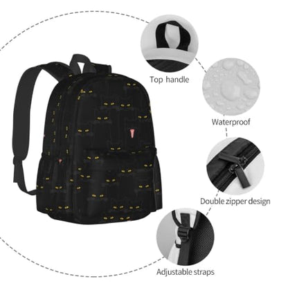Black Cat Backpack Bookbag Laptop Backpacks Multipurpose Daypack for Boys Girls School Men Women Travel Hiking - color: Black Cat