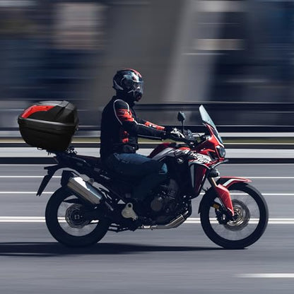 Motorcycle Trunk Black Motorcycle Top Case Motorcycle Tail Box Scooter Trunk Tour Motorcycle Storage Box Carrier with Lock for Helmet Luggage, 48L Capacity, TPU-0088 - size: 48L