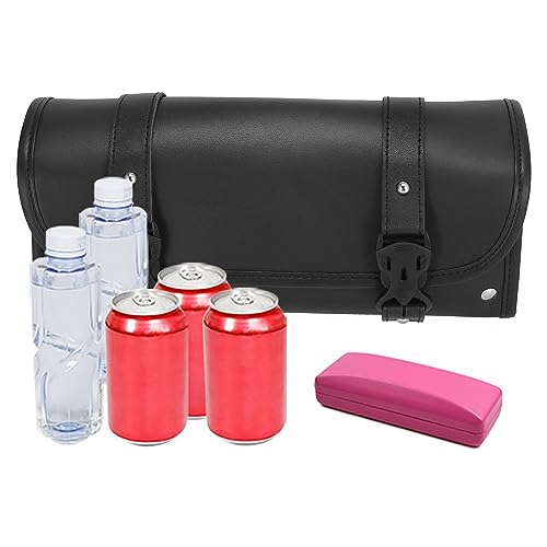 Motoforti Universal Motorcycle Fork Handlebar Tool Bag Cycling Bag Waterproof Faux Leather Black