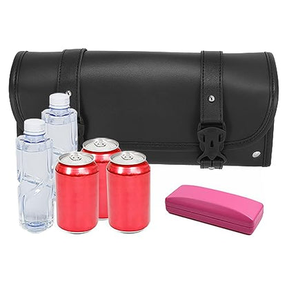 Motoforti Universal Motorcycle Fork Handlebar Tool Bag Cycling Bag Waterproof Faux Leather Black