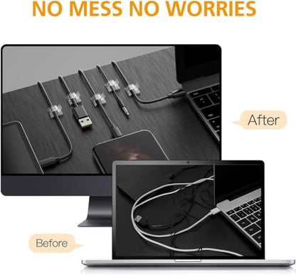 110Pcs Cable Clips with Adhesive Tapes, Wire Holder Organizer Cord Management for Car, Office and Home by AGPTEK - Clear