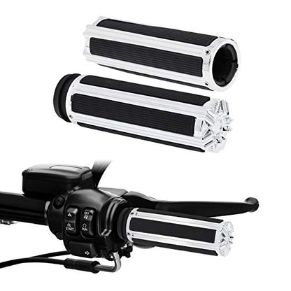 1" Electronic Throttle Defiance Handlebar Grips 25mm Hand Grips Fit for Harley Touring Street Glide Road King Road Glide Electra Glide - color: #4 Chrome