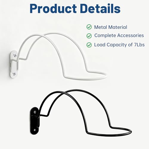 4 Pcs Helmet Holder Wall Mount, Wall Mounted Motorcycle Helmet Hook Rack with Screws for Equestrian Motorcycle Hat Rack (White, Black) - color: White, Black