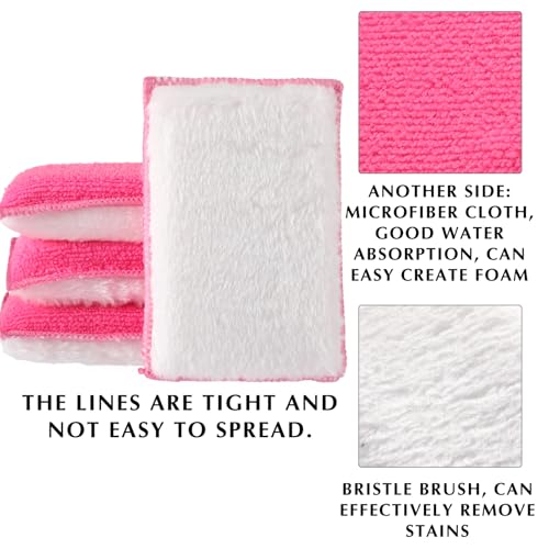 Mudder 8 Pcs Car Interior Scrubbing Sponge 5'' x 3'' Fiber Car Wax Applicator pad Household Cleaning Sponges for Leather Seat Couch Cleaning (Pink White) - color: Pink White
