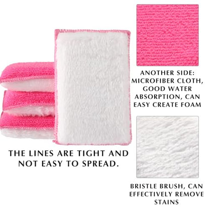 Mudder 8 Pcs Car Interior Scrubbing Sponge 5'' x 3'' Fiber Car Wax Applicator pad Household Cleaning Sponges for Leather Seat Couch Cleaning (Pink White) - color: Pink White