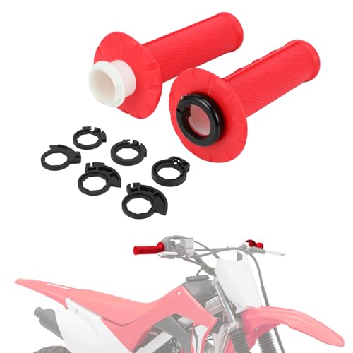 Motorcycle Lock-on Grips 7/8”Handlebar Handle Universal for CRF250F CRF250L CRF250R CRF450R CRF150R TRX400EX CRF300 L Rally CRF230F CR250 Dirt Pit Bike ATV Red - color: red