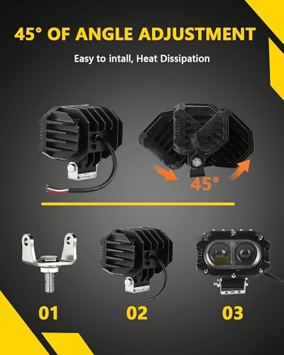 4 Inch Amber LED Driving Lights 48W LED Pod Lights Off Road Spot Lights Bar Super Bright Flood Light Cube Combo LED Bumper Ditch Lights Fog Light for Truck Jeep ATV UTV SUV Motorcycle Boat - color: 4inch Amber White Spotlight