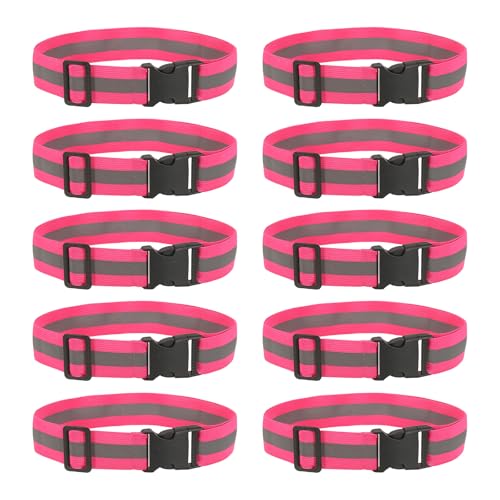 Reflective Safety Belt, Adjustable High Visibility Glow Belt Outdoor Running Gear Accessories - color: Rose Red