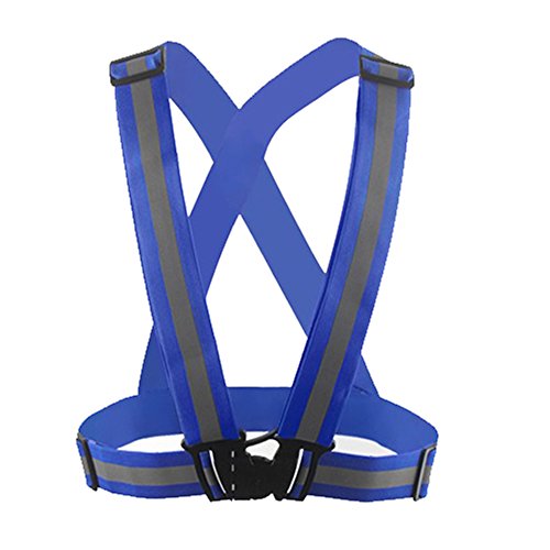 Reflective Vest with Hi Vis Bands, Fully Adjustable & Multi-Purpose: Running, Cycling, Motorcycle Safety, Dog Walking - High Visibility Blue 1PCS