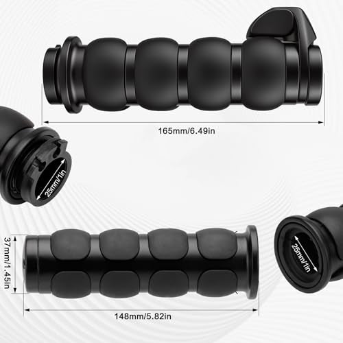 Motorcycle Hand Grips 1 Inch 25MM Handlebar Grip Throttle Non-Slip Universal Compatible with Harley Davidson Dyna Sportster 883 Road King Electra Glide Street Glide - color: Black-A