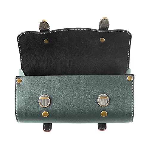 YIBO Motorcycle Fork Bag Quick Release Bag Side Bag Waterproof Universal Tool Bag American Bicycle Side Bag Leather Small Tool Bag (Green 2) - color: Green 2