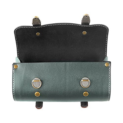 YIBO Motorcycle Fork Bag Quick Release Bag Side Bag Waterproof Universal Tool Bag American Bicycle Side Bag Leather Small Tool Bag (Green 2) - color: Green 2