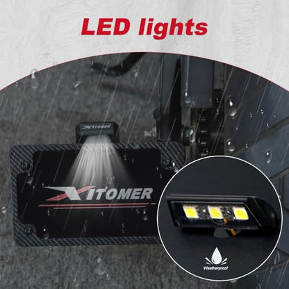 Xitomer Universal Side License Plate Holder Motorcycle License Plate Bracket With Led Plate Light Universal Side Fender Eliminator Side Motorcycle Tail Tidy