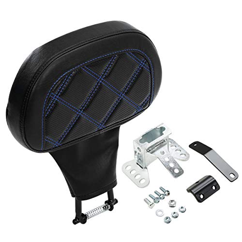 C.C. RIDER Rider Backrest Pad, Rider Sissy Bar fit for Harley 2009-later Touring Road King Street Glide Road Glide CVO Custom Bikes - color: Rider Backrest Black Blue