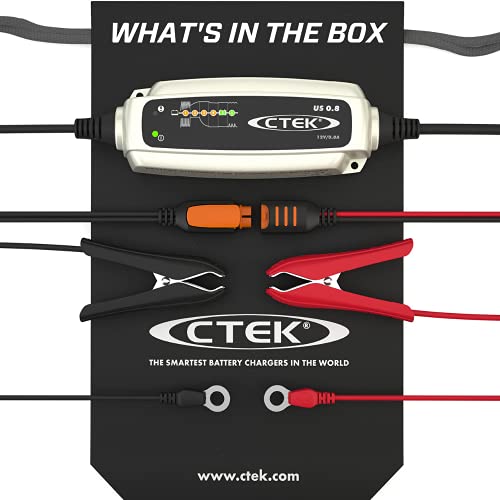 CTEK (56-865) US 0.8 12 Volt Fully Automatic 6 Step Battery Charger,Black