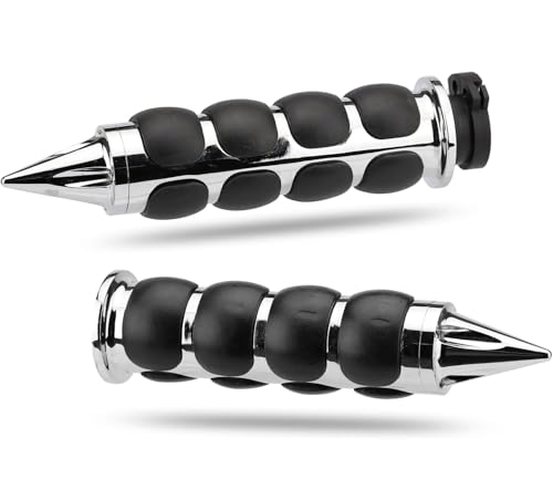LKV 1 Inch Motorcycle Grips for Cable Throttle Handlebars – Fits Select Harley Sportster 883/1200 (Cable Throttle Only), Dyna & Touring Models | Not for Electronic Throttle - color: Style1-Chrome