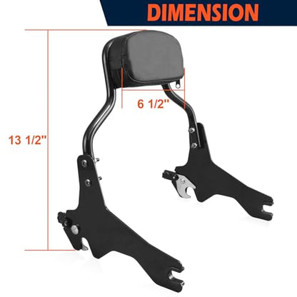Detachable Chopped Sissy Bar Passenger Backrest with Docking for Harley Low Rider S ST Sport Glide 2018-Later Black(13-1/2") - size: 13-1/2"