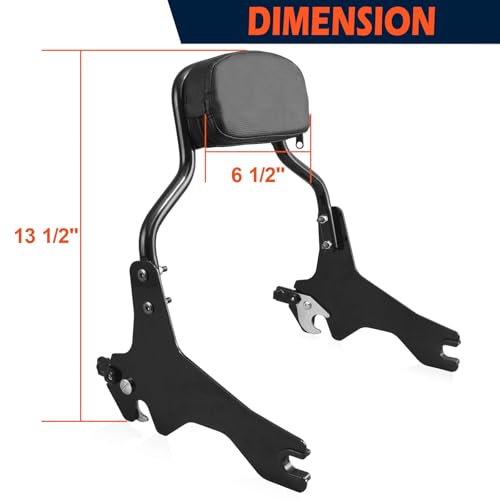 Detachable Chopped Sissy Bar Passenger Backrest with Docking for Harley Low Rider S ST Sport Glide 2018-Later Black(13-1/2") - size: 13-1/2"