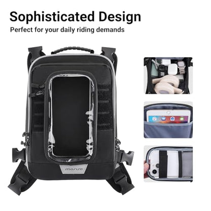 MOSISO Motorcycle Gas Tank Bag, 5 Heavy-Duty Reinforced Straps, Portable Detachable Anti-Slip Base, Motorcycle Accessories Tool Bags Multifunctional Cycling Outdoor Motorbike Storage Carry Bag, Black
