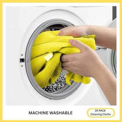 Microfiber Cleaning Cloth for Kitchen & households, Towels for Cars. (300gsm) (Pack of 24 Yellow) - color: Yellow