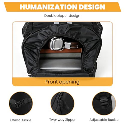 Motorcycle Backpack with Side Pockets,Waterproof Helmet Backpack,Reflective Large Capacity for Men & Women Commuting - color: Aterrimus