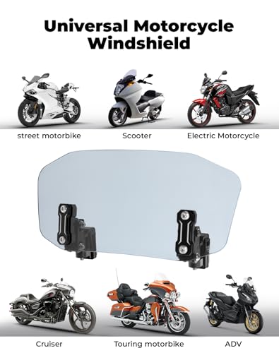 KEMIMOTO Motorcycle Windshield Upgraded Aluminum Metal Heightened Spoiler Clip Universal Adjustable Extension Clips Windshield Extension Dark Tint - color: Dark Tint