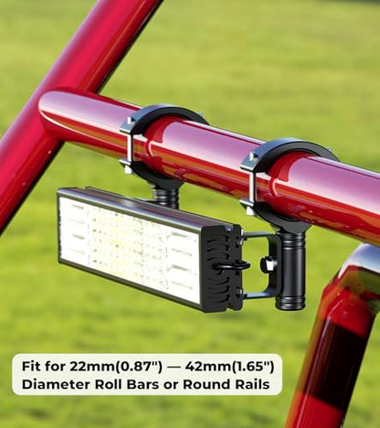 VAZESWIN Solid Aluminium Alloy Light Bar Mounting Bracket for Spotlight Fog Light, Horizontal & Vertical Adjustable Rotating Tube Clamp Mount for 0.87"-1.65" Motorcycle ATV UTV Roll Bar (1 PC)