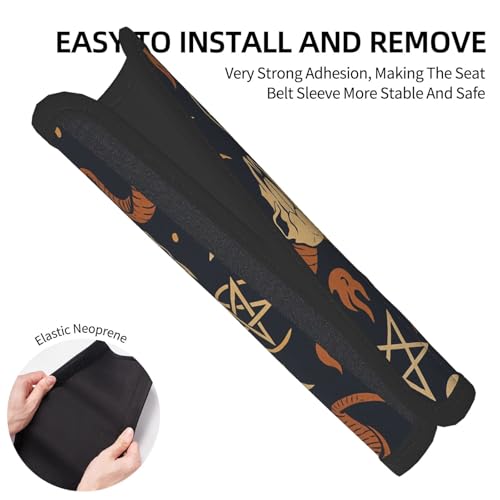 Pair of Neoprene Car Seat Belt Shoulder Pads Satan Baphomet Sheep Head Car Seat Cushion Pads