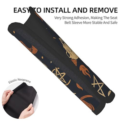 Pair of Neoprene Car Seat Belt Shoulder Pads Satan Baphomet Sheep Head Car Seat Cushion Pads