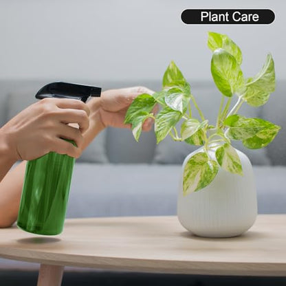 Spray Bottles 2-Pack, 10 Oz, Mist & Stream, Heavy Duty Spraying Empty Water Sprayer Bottle, BPA Free Plastic Refillable Containers for Cleaning Solutions, Plants, Hair, Essential Oils, Clear & Green