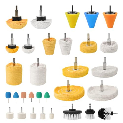 Unicaravan Aluminum Wheel Polishing Kit for Drill Buffing Wheel for Car Motorcycle Wheel Rim Manifold Polishing for Stainless Steel Chrome Wood Plastic Ceramic Glass Woods Machine Jewelry etc 31PCS - style: 31PCS