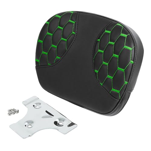 C.C. RIDER Classic Comfort Detachable Passenger Sissy Bar Backrest Pad Fit for Harley Touring Street Glide Electra Glide FLTR 1994-2023 Softail 2018-2022 - color: Green Stitching, size: Style C