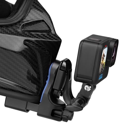 Motorcycle Helmet Chin Mount for GoPro Hero 13 12 11 10 9 8 7 - Compatible with Insta360 & DJI Osmo Action - No Glue Scratch-Free 180° Rotatable Quick Release - Fits Full-Face & Modular Helmets